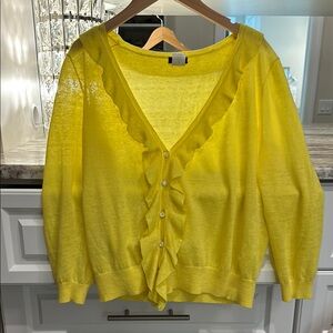 JCREW S Gorgeous Yellow Ruffle Linen Cardigan